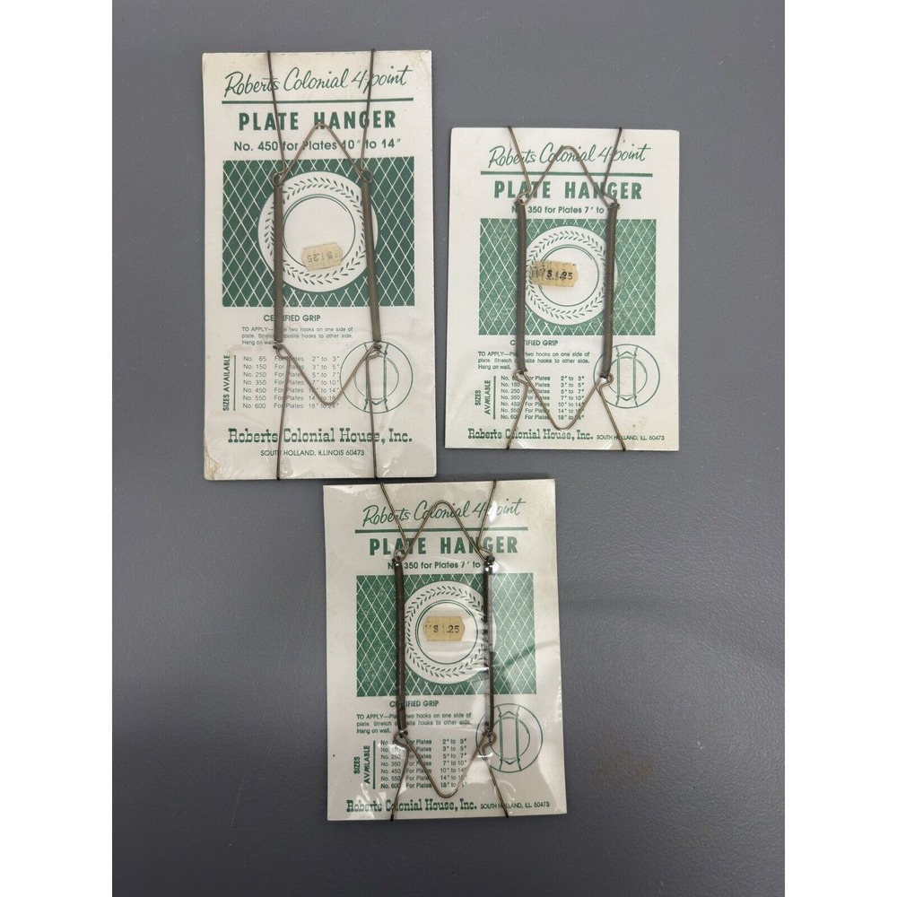 New Roberts Colonial 4 Point Plate Hangers‎ No 450 And Two No 350 #20